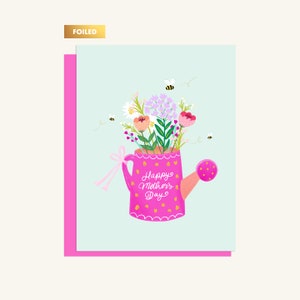Happy Mother's Day - Leopard print watering can with summer flowers