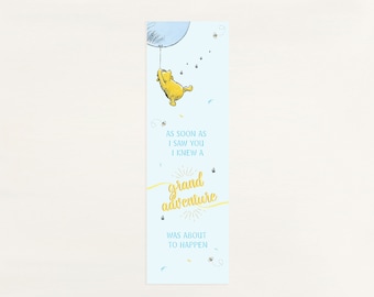 Lesezeichen für Winnie Puuh - Illustration Stil mit berühmtem Zitat - Verwendung für Babypartys, Geburtstage als Gastgeschenke