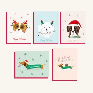 Assortiment de cartes de Noël pour chiens - Lot de 5