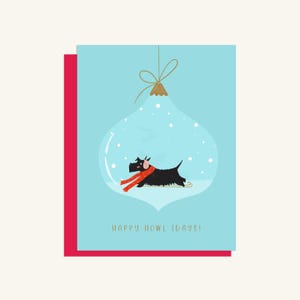 Terrier écossais de Noël dans une boule, lot de 5/cartes à l'unité