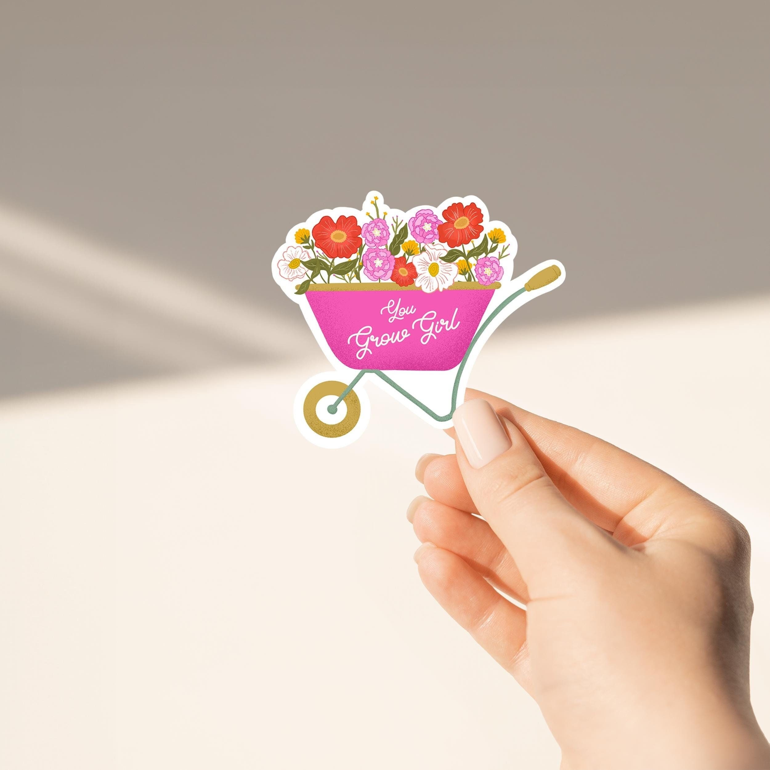 Sticker Jardinage - Brouette rose