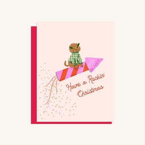 Cartes de Noël Rockin Caniche - Lot de 5 / L'unité