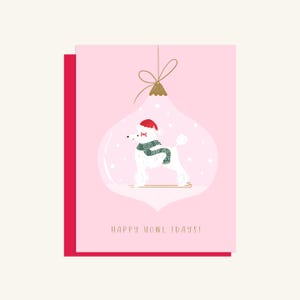 Caniche de Noël dans une boule de Noël, lot de 5/cartes à l'unité
