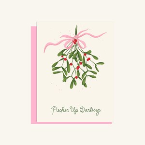 Gui avec noeud rose - Cartes de Noël