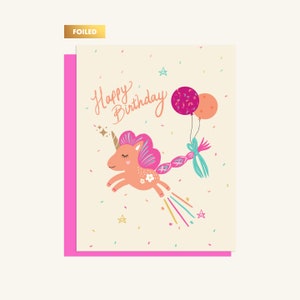 Joyeux anniversaire - Licorne magique avec des ballons