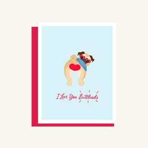 Je t'aime Buttloads Blue Pug Valentines - Carte de voeux