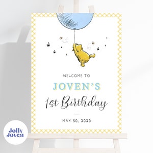 Welcome Sign - Winnie the Pooh 1st Birthday - 18&quot;x24&quot;in