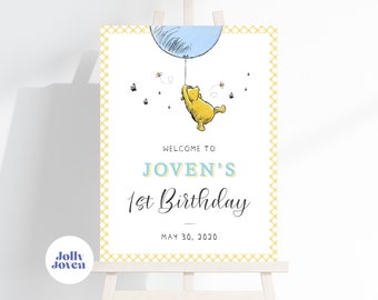 Welcome Sign - Winnie the Pooh 1st Birthday - 18"x24"in
