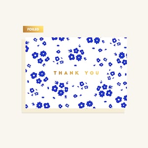 Blue Florals Thank you - Greeting Card
