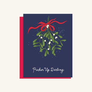 Gui avec noeud rouge - Cartes de Noël