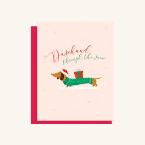 Cartes de Noël teckel avec lumières festives - Lot de 5 / L'unité