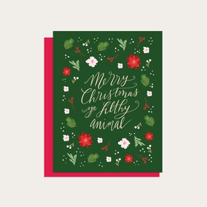 Joyeux Noël, cartes de Noël pour animaux sales - Ensemble de 5 \ Single