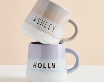 Personalized Glazed Ceramic Mug: Laser Engraved Stoneware