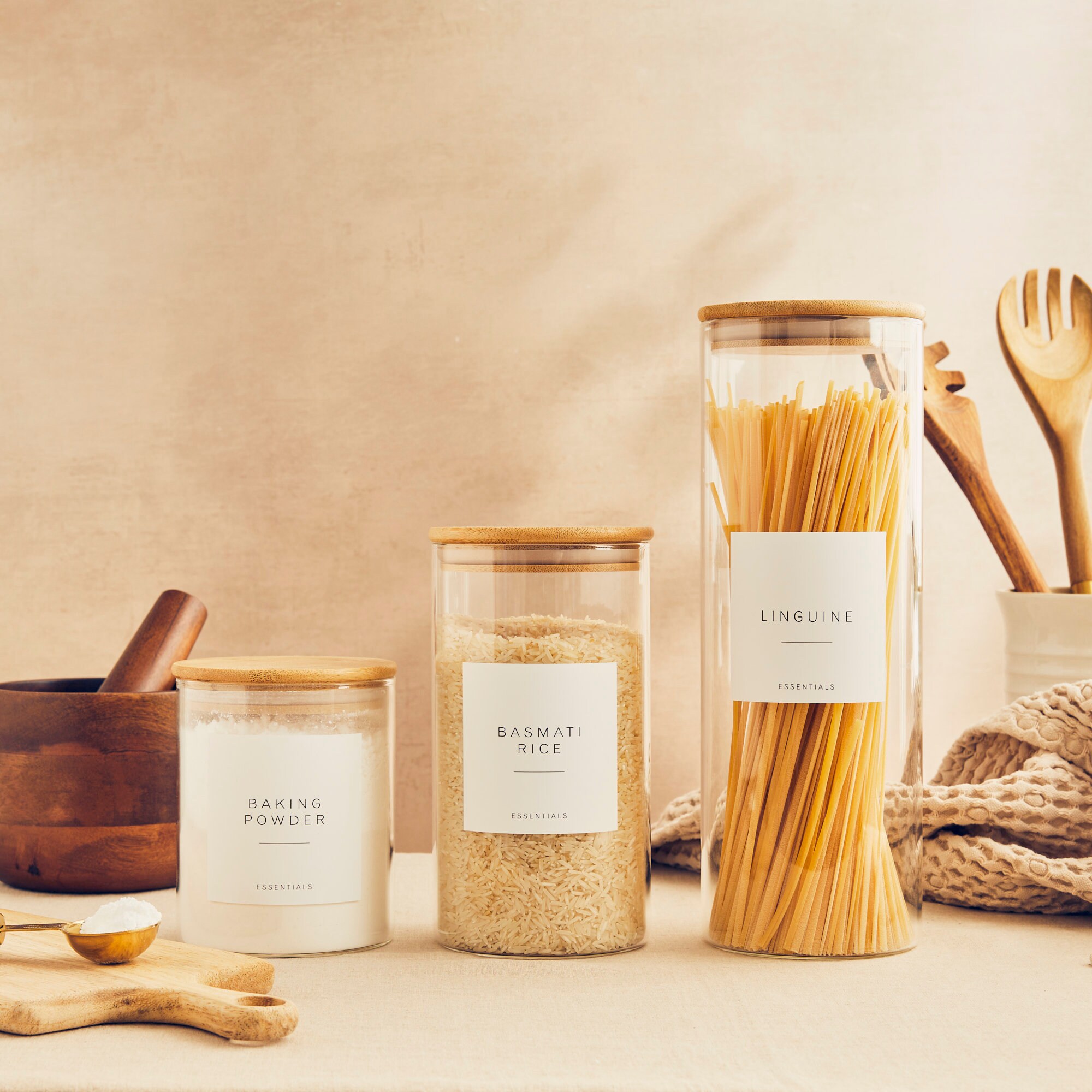 Pantry Starter Kit Glass Kitchen Storage Jar With Label Etsy UK