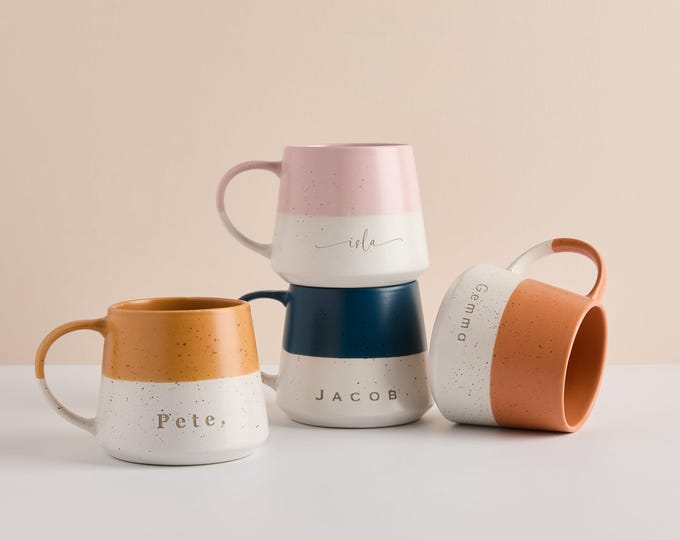 Personalized Two-Tone Ceramic Mug: Laser Engraved Fleck Design