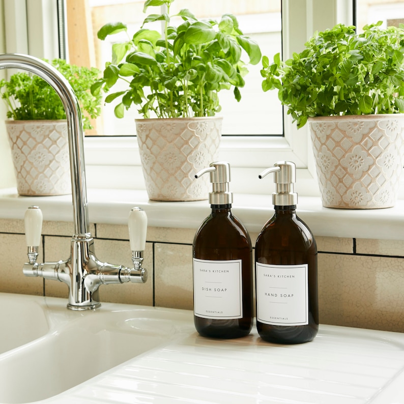 Reusable Amber Glass Bottle 500ml / Dispenser & Label / Hand Etsy UK