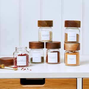 Acacia Wood Spice Rack - With or Without Spice Jars | Personalised ...