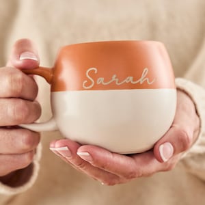 Personalized Engraved Two-Tone Mug: Custom Stoneware Coffee Mug