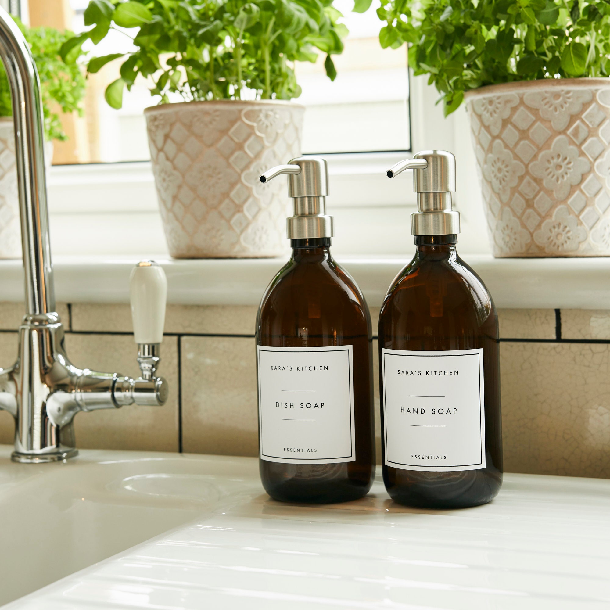 Reusable Amber Glass Bottle 500ml / Dispenser & Label / Hand Etsy UK