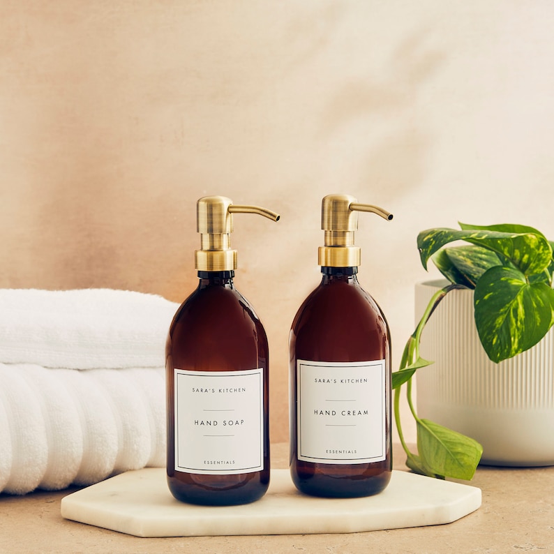 Reusable Amber Glass Bottle 500ml / Dispenser & Label / Hand Etsy UK