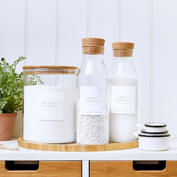 Laundry set | Wide Mouth Jar | laundry | home organisation | eco friendly | waterproof labels | utility room | Laundry room |