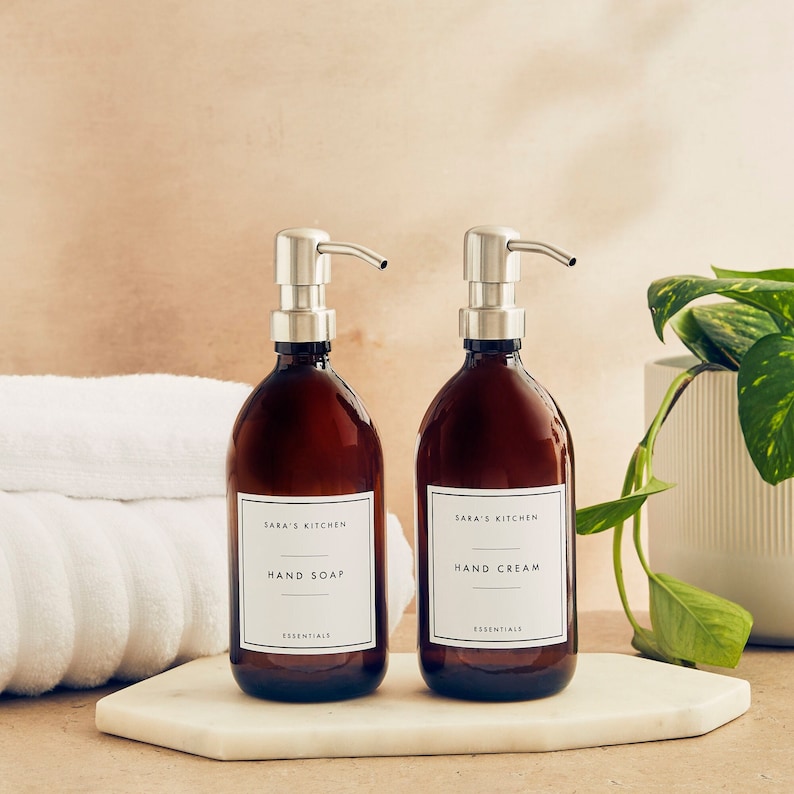 Reusable Amber Glass Bottle 500ml / Dispenser & Label / Hand Etsy UK