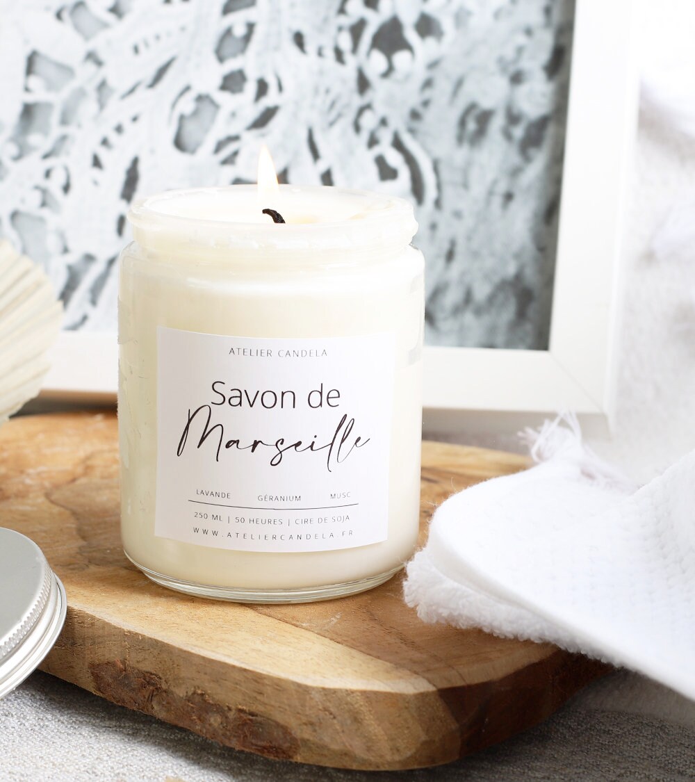 Savon de Marseille - Bougie Artisanale Parfumée en Cire Soja