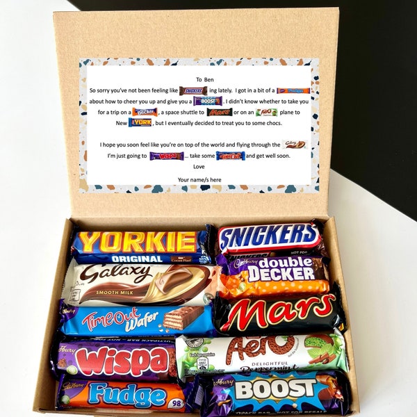 Get well soon gift, Get well soon chocolate gift box, Thinking of you, Feel better soon gift