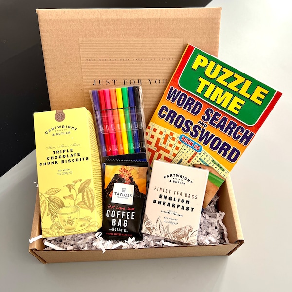 Crossword gift box, Puzzle gift box, Get well soon gift, Recovery gift, Relax at home gift, Puzzle lovers gift