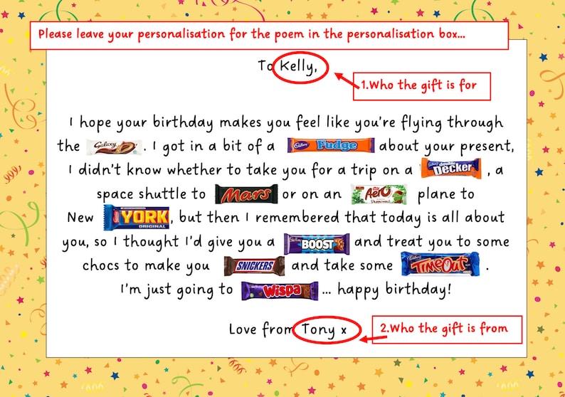 Happy Birthday chocolate poem gift box Personalised image 3