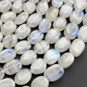 Natural Blue Flash Moonstone Oval Beads, AAA+ Grade, Rainbow Moonstone oval Beads, 13'' Inch Strand, High Quality Beads