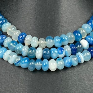Natural Blue Onyx, Rondelle Beads 6-7mm 8-9mm 9-10mm, AAA+ Quality, Full Strand 13&quot;, 18&quot; inch, Blue Onyx Wholesale Beads
