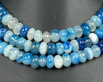 Natural Blue Onyx, Rondelle Beads 6-7mm 8-9mm 9-10mm, AAA+ Quality, Full Strand 13&quot;, 18&quot; inch, Blue Onyx Wholesale Beads