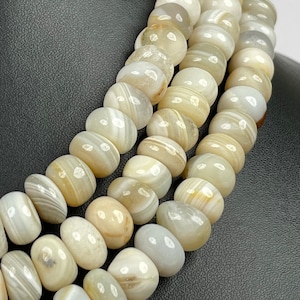 Natural Banded Agate, Rondelle Beads 10mm, 11mm, AAA+ Quality, Full Strand 18&quot; inch, Beaded Necklace