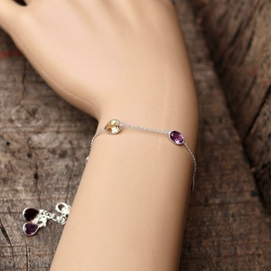 Natürliches Multi Edelstein 925 Sterling Silber Armband Echte Edelsteine Schmuck Birthstone Kristall Armband, Geschenk für ihr Geburtstagsgeschenk