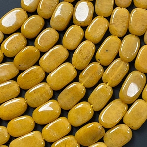 Natural Yellow Aventurine Oval Beads, Size 14×8 to 12×8mm, Smooth oval Yellow Aventurine Beads, 18&#39;&#39; Inch Strand, Genuine Gemstone