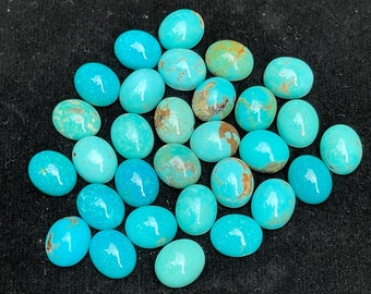 Turquoise cabines: 9 x 11 mm | AAA+ kwaliteit natuurlijke turquoise edelsteen | Ovale firoza cabochons | Cabines voor het maken van sieraden