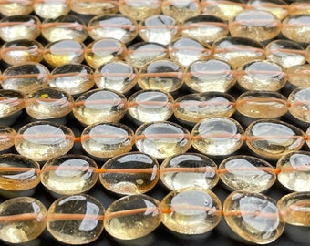 Natural Citrine Oval shaped Beads, 10×8mm Highest Quality Citrine Beads, 18'' Inch Strand