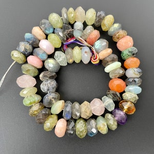 AAA+ Natural Multi Gemstone Faceted Rondelle Beads, Very High Grade Mix Stone Beads, Rondelle Faceted Gemstone Beads, 14" Strand