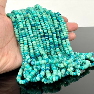 Beautiful Blue Opal Smooth Rondelle Beads 6-6.5mm, Shaded Blue Color Opal Beads AAA+ Quality Jewelry Making Crafts
