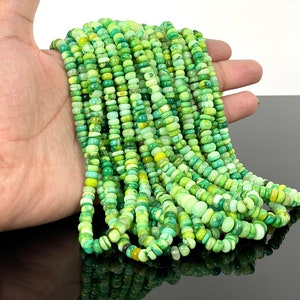 Amazing Parrot Green Opal Smooth Rondelle Beads 6-6.5mm 7mm 7-8mm, Shaded Green Color Opal Beads AAA+ Quality Jewelry Making Crafts