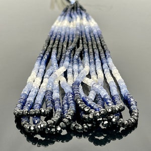 Natural Shaded Blue Sapphire Faceted Rondelle Beads 3-4.5mm AAA+ Sapphire Beads, Sapphire Rondelle Beads, Faceted Shaded Blue Sapphire Beads