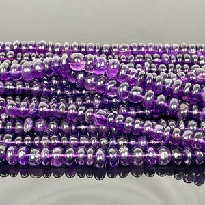 AAA Natural Amethyst Smooth Rondelle Beads, 8mm 10mm 11mm Deep Purple Amethyst, Amethyst Beads 13&quot; Strand