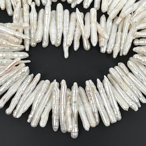 5-6×26-33mm Biwa Perlen Sticks, natürliche Süßwasser Weiß Biwa Perlen, AAA++ Süßwasser Perlen in der Mitte gebohrt, sehr hoher Lüster