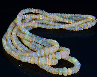 AAA + Natürliche äthiopische Opal Edelstein glatte Rondelle Perlen 4-8mm, Multi Feuer äthiopischen Opal, äthiopische Opal Perlen, hochwertige auffällige Perlen