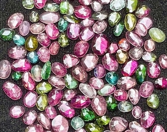 Multi Tourmaline Rose cut Gemstone | Tourmaline Polki Stone | Faceted Cabochons | Rose Cut | Multi Tourmaline Cut Slices | Jewelry Making
