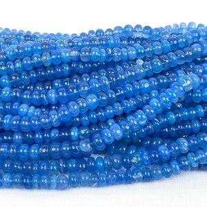 Natural Blue Onyx Rondelle Beads 7.5mm 8-8.5mm 9-9.5mm, AAA+ Quality Blue Onyx Smooth Rondelle Beads 13&quot; Strand