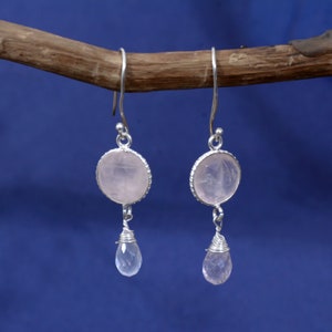 High Quality Rose Quartz Dangle Earrings, 925 Sterling Silver Earrings, Handmade Jewelry, Faceted Rose Quartz Teardrops, Gift For Her