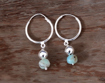 Pendientes de ópalo peruano natural, pendientes minimalistas de plata de ley 925, ópalos peruanos azules de alta calidad