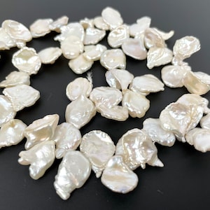 11-12×14-15mm Keshi Natural Pearls, Freshwater White Cornflakes Shape Pearls, Petal Pearls, AAA++ Quality, Very High Luster